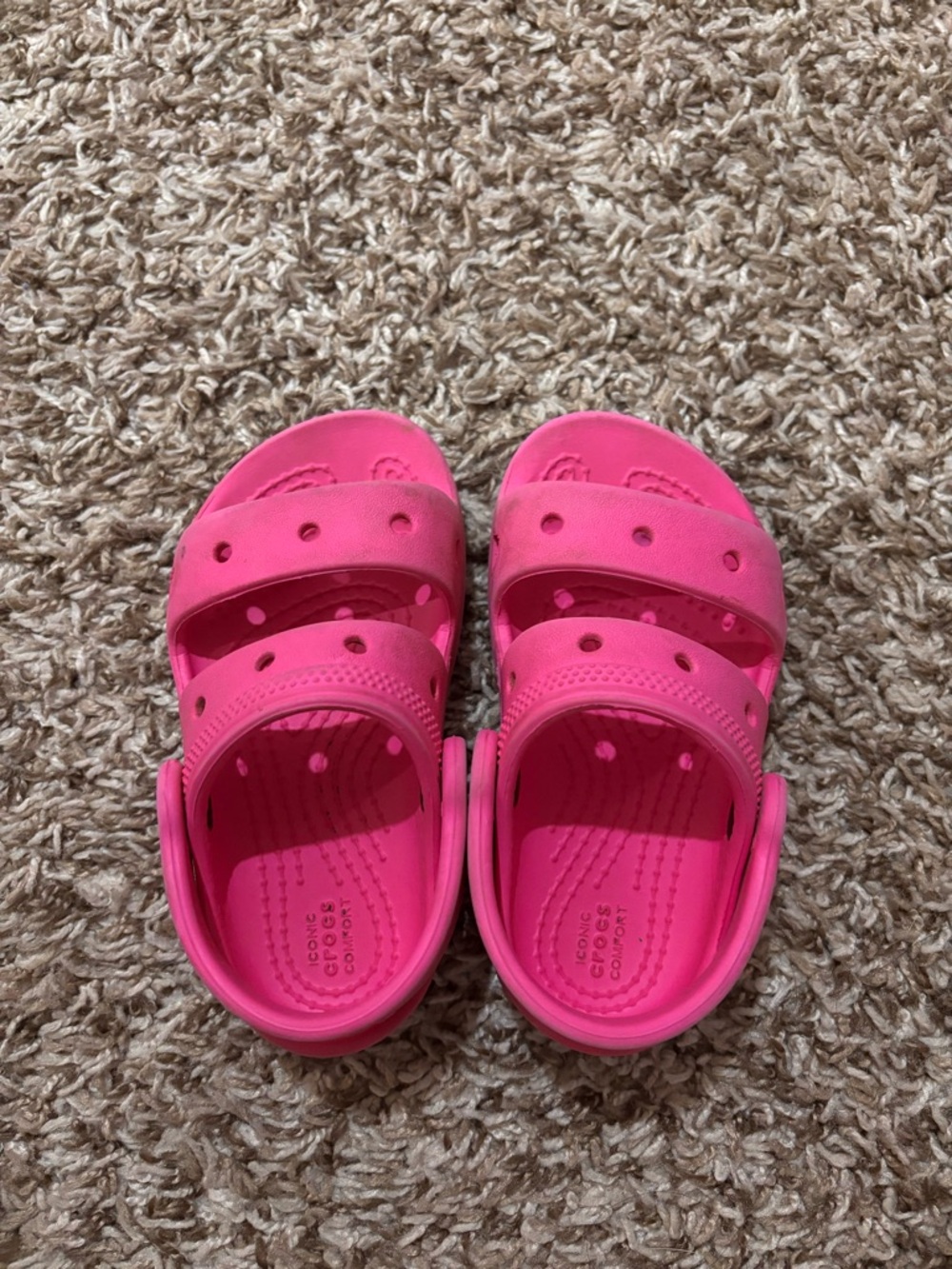 CROCS Kids Bright Pink Dual-Strap Sandals